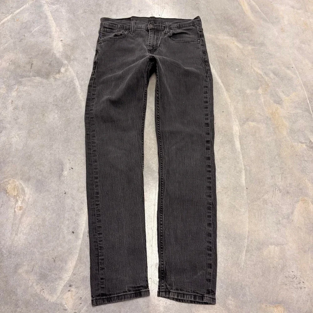 Levis 508 Black Washed Denim Jeans 29x32 Slim Tapered Grunge Y2K Mens Pants